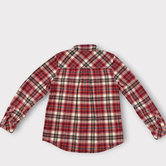 Hanna Andersson Plaid Flannel Button Up Shirt Kids Boy Girl Youth Sz 8 Christmas - Picture 3 of 8